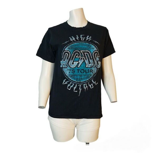 Woman's AC/DC Graphic Short Sleeve Black Tee Shirt - Picture 1 of 7